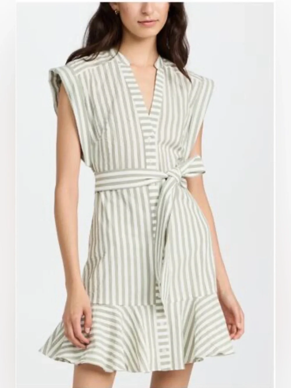 Veronica Beard Avella Dress in Dark Sage / White